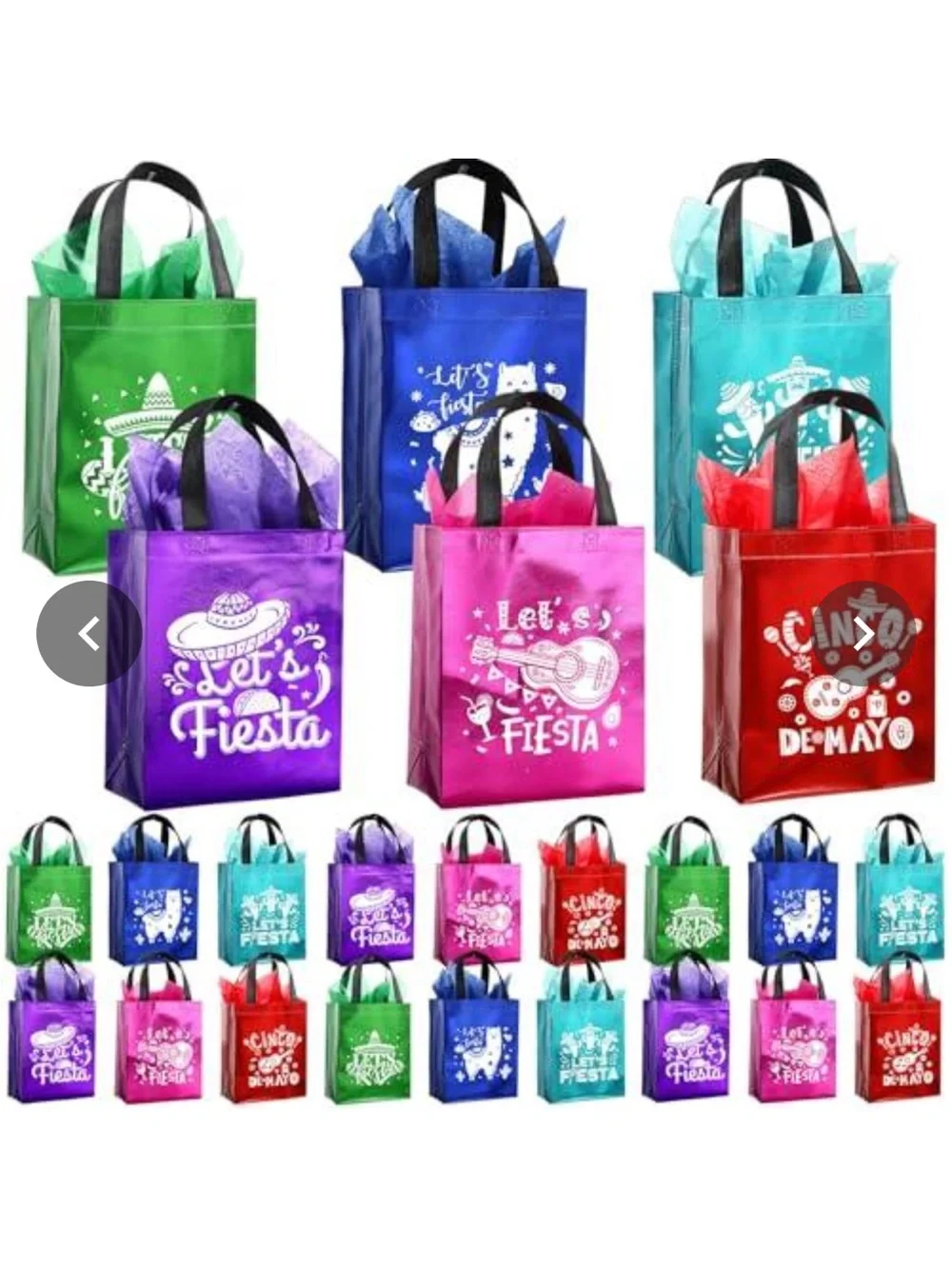 Assorted Fiesta Party Favor Bags - Bright Assorted Colors (Set)